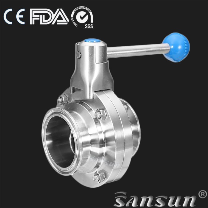 Valvula Mariposa Clamp Con Manija de 3 Posiciones